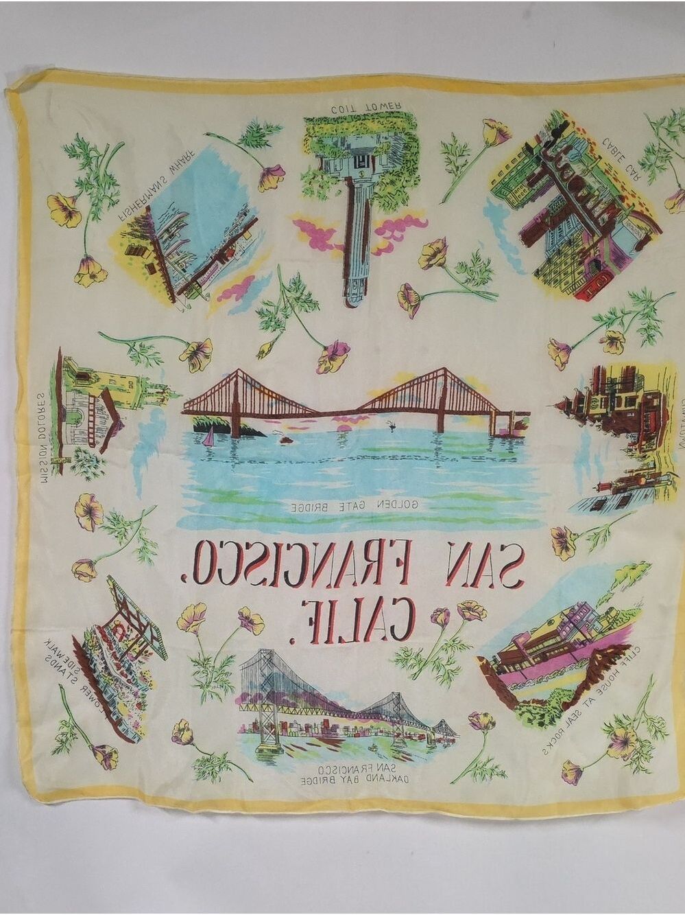 Vintage Retro San Francisco 1960's Souvenir Scarf - Picture 10 of 11